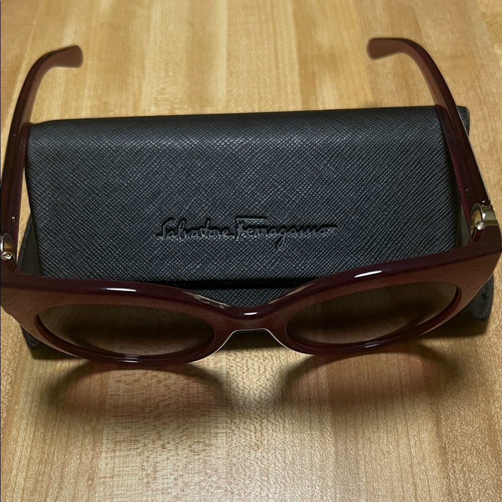 Salvatove Ferragamo Chic Burgundy Sunglasses - Picture 13 of 13